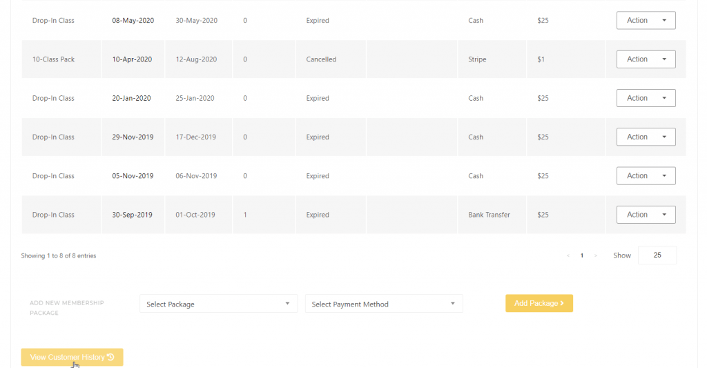 View Customer History - KRIYA Software