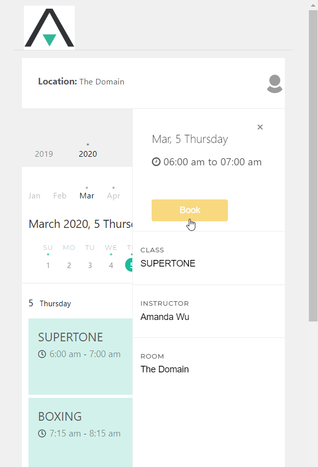 KRIYA online booking system bootcamp sessions tone class book classes online